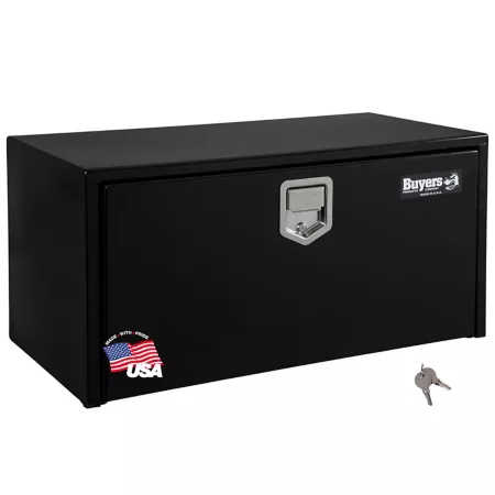 Buyers Products 14 in x 16 in x 30 in Black Steel Truck Box with Paddle Latch 14 Gauge Steel Underbody Truck Tool Boxes