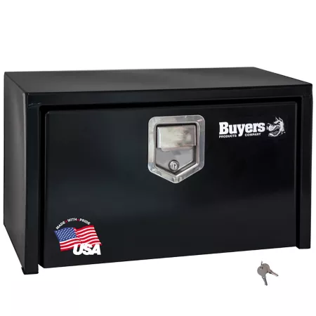 Buyers Products 14 in x 12 in x 24 in Black Steel Truck Box with Paddle Latch 14 Gauge Steel Underbody Truck Tool Boxes