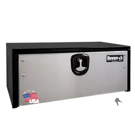 Buyers Products 14 in x 16 in x 24 in Black Steel Underbody Truck Box with Stainless Steel Door Underbody Truck Tool Boxes