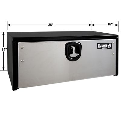 Image showing 9 th Buyers Products Steel Underbody Truck Box with Stainless Steel Door, 14 x 16 x 36in., Black