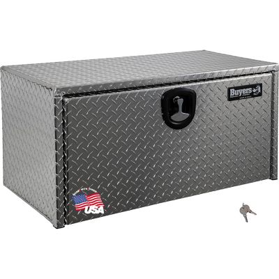 Buyers Products Diamond Tread Aluminum Underbody Truck Box with Locking Compression Latch, 18 in. x 18 in. x 36 in.