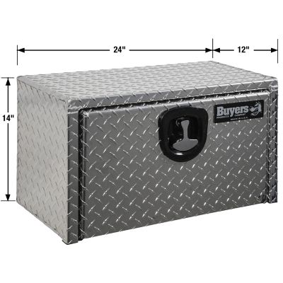Image showing  Diamond Tread Aluminum Underbody Truck Box with Locking Compression Latch, 14 in. x 12 in. x 24 in.