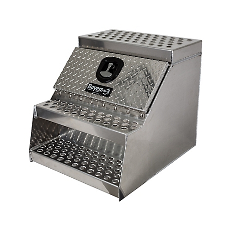 Buyers Products 24 x 28 x 24in. Heavy-Duty Diamond Tread Aluminum Step Box