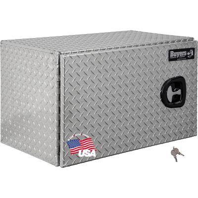 Buyers Products 18 in. x 18 in. x 30 in. Diamond Tread Aluminum Underbody Truck Box with Barn Door