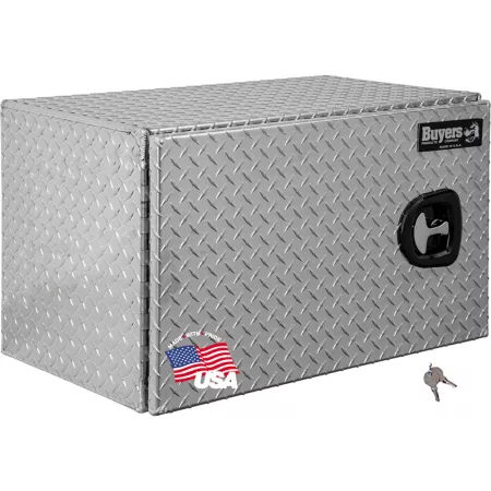 Buyers Products 18 in x 18 in x 30 in Diamond Tread Aluminum Truck Box with Barn Door Underbody Truck Tool Boxes