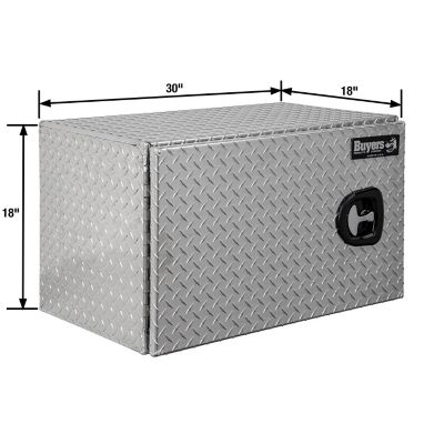 Image showing  Diamond Tread Aluminum Underbody Truck Box with Barn Door, 18 in. x 18 in. x 30 in.