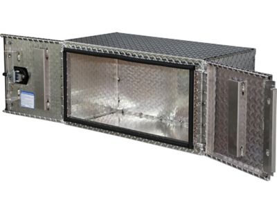 Image showing  Diamond Tread Aluminum Underbody Truck Box with Barn Door, 18 in. x 18 in. x 60 in., Black