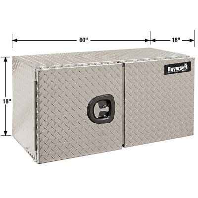 Image showing  Diamond Tread Aluminum Underbody Truck Box with Barn Door, 18 in. x 18 in. x 60 in., Black