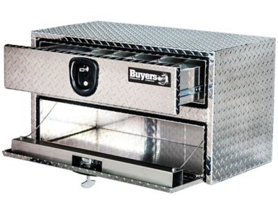 Image showing  Diamond Tread Aluminum Underbody Truck Box with Drawer with Locking Latch, 20 in. x 18 in. x 24 in.