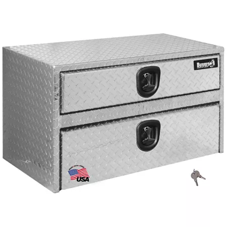 Buyers Products 20 in x 18 in x 36 in Diamond Tread Aluminum Underbody Truck Box with Drawer and Locking Latch Underbody Truck Tool Boxes