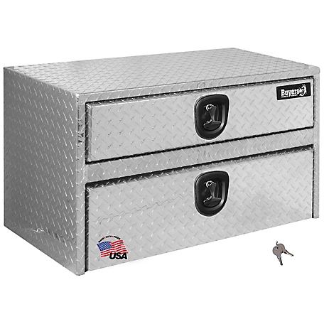 Buyers Products 20 in. x 18 in. x 36 in. Diamond Tread Aluminum Underbody Truck Box with Drawer, Locking Latch