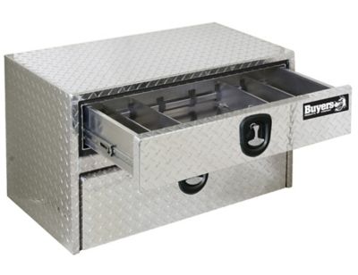 Image showing  Diamond Tread Aluminum Underbody Truck Box with Drawer with Locking Latch, 20 in. x 18 in. x 36 in.