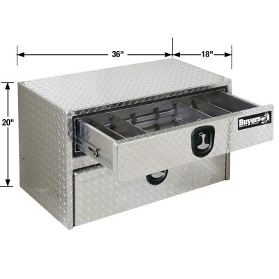 Image showing  Diamond Tread Aluminum Underbody Truck Box with Drawer with Locking Latch, 20 in. x 18 in. x 36 in.