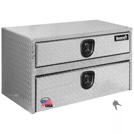 Buyers Products 20 in x 18 in x 48 in Diamond Tread Aluminum Underbody Truck Box with Drawer Underbody Truck Tool Boxes