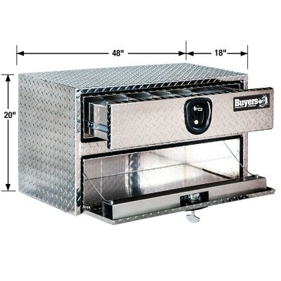 Image showing  Diamond Tread Aluminum Underbody Truck Box with Drawer, 20 in. x 18 in. x 48 in.