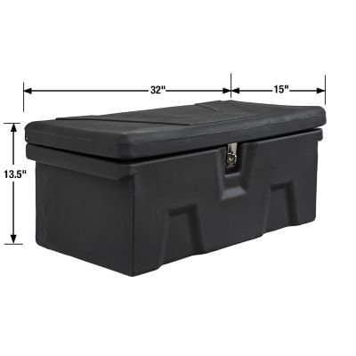 Image showing  13.5 in. x 32 in. Black Poly Multi-Purpose Truck Tool Chest, 1 Zinc Hasp