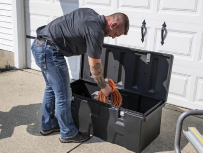 Image showing  13.5 in. x 32 in. Black Poly Multi-Purpose Truck Tool Chest, 1 Zinc Hasp