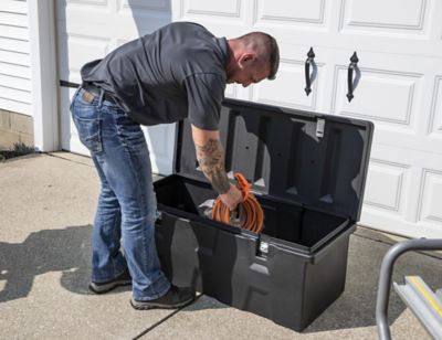 Image showing 5 th Romotech 13.5 x 32in. Black Poly Multi-Purpose Truck Tool Chest, 1 Zinc Hasp