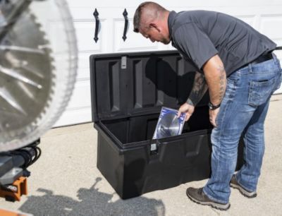 Image showing 11 th Romotech 13.5 x 32in. Black Poly Multi-Purpose Truck Tool Chest, 1 Zinc Hasp