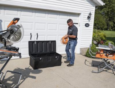 Image showing 12 th Romotech 13.5 x 32in. Black Poly Multi-Purpose Truck Tool Chest, 1 Zinc Hasp