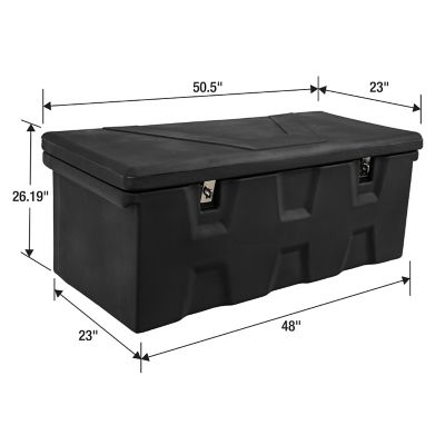 Image showing  26 in. x 23 in. x 51 in. Black Poly Multi-Purpose Truck Tool Chest, 2 Zinc Hasps