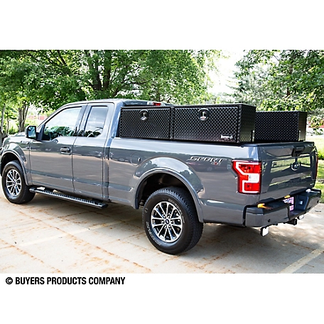 Buyers Products 16 in. x 13 in. x 72 in. Diamond Tread Aluminum Topsider Truck Tool Box, Black