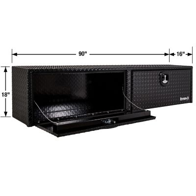 Image showing  18 in. x 16 in. x 90 in. Gloss Black Diamond Tread Aluminum Topsider Truck Tool Box