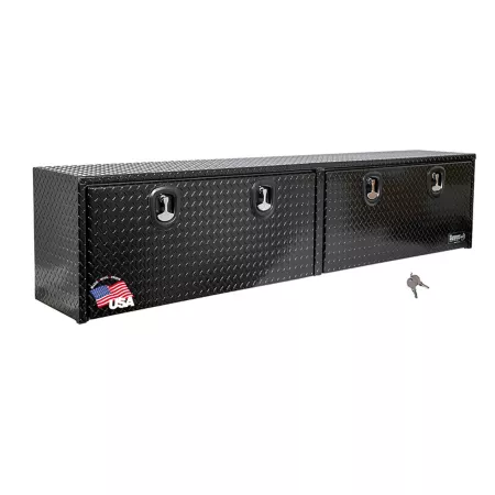 Buyers Products Topsider Black Diamond Tread Aluminum Truck Tool Box 18 in x 16 in x 96 in. Top Mount Truck Tool Boxes