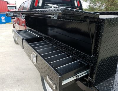 Image showing  88 in. x 13.5 in. x 21 in. Black Diamond Tread Aluminum Contractor Truck Box with Drawers
