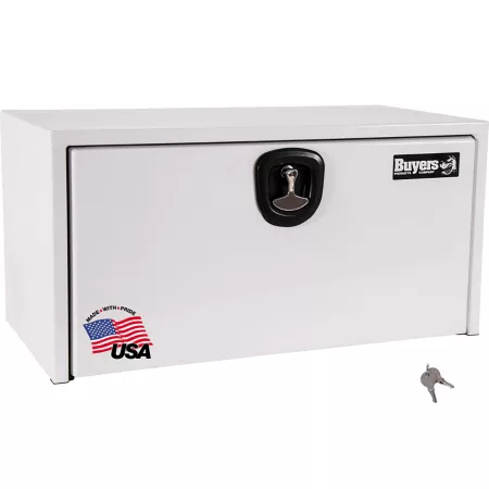 Buyers Products 18 in x 18 in x 24 in White Steel Truck Box with 3-Point Compression Latch Underbody Truck Tool Boxes