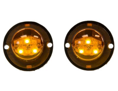 Buyers Products 1.5 in. Amber Bolt Mounted Hideaway LED Strobe Pair with In-Line Flashers and 25 ft. Cable