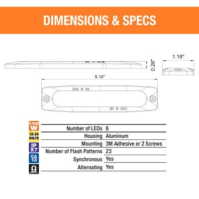 Image showing  Red Surface Mount Ultra-Thin LED Strobe Light, 5.14 in.
