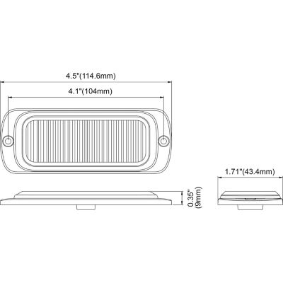 Image showing  4.5 in. Clear Rectangular Thin Mount Strobe Light