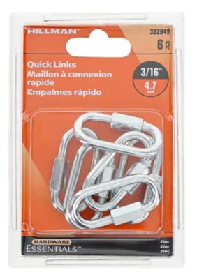 Hillman Hardware Essentials 3/16 in. Quick Links, Zinc Plated, 6-Pack