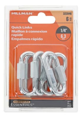 Hillman Hardware Essentials 1/4 in. Quick Links, Zinc Plated, 6-Pack
