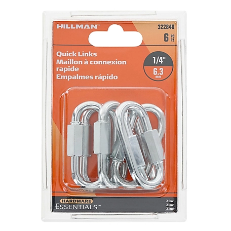 Hillman Hardware Essentials 1/4 in. Quick Links, Zinc Plated, 6-Pack