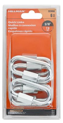 Hillman Hardware Essentials 5/16 in. Quick Links, Zinc Plated, 6-Pack