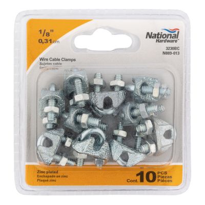 Image showing  Hardware Essentials 1/8 in. Wire Cable Clamps, Zinc Plated, 10-Pack
