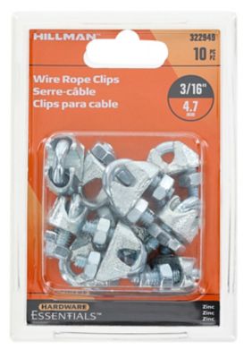 Hillman Hardware Essentials 3/16 in. Wire Cable Clamps, Zinc Plated, 10-Pack