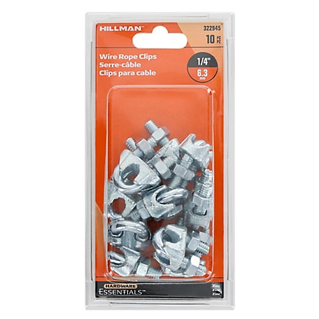 Hillman Hardware Essentials 1/4 in. Wire Cable Clamps, Zinc Plated, 10-Pack
