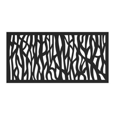 Barrette Outdoor Living 2 ft. x 4 ft. Decorative Screen Panel, Sprig Black