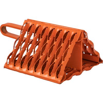Image showing  Orange Powder-Coated Serrated Galvanized Steel Wheel Chock with Handle, 9 in. x 10 in. x 6 in.