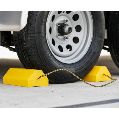 Image showing 5 th Buyers Products 9.5 in. x 6 in. x 4 in. Composite Wheel Chock Set with 32.75 in. Rope