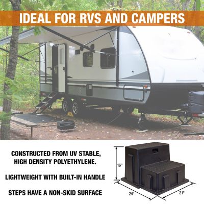 Image showing  16 in. 350 lb. Capacity Polymer Utility Step Stool, 24 in. x 21 in. x 16 in., Black