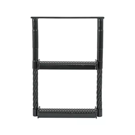 Buyers Products 2-Rung Deep Powder Coated Cable Style Truck Steps 24 in x 17.5 in x 1.38 in Black Truck Steps