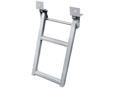 Buyers Products 17.38 in. x 30.25 in. 2-Rung Retractable White Truck Step with Nonslip Tread