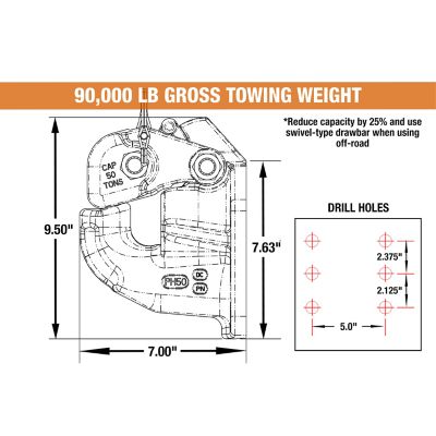 Image showing  50-Ton lb. Capacity Air Compensated Pintle Hook without Chamber and Plunger
