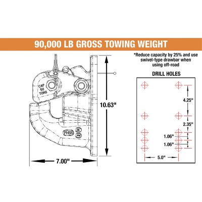 Image showing  50 Ton 10-Hole Air Compensated Pintle Hook with Air Chamber and Plunger