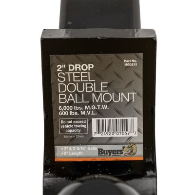 Image showing  2 in. Receiver Towing Ball Mount with 2 in. and 2-5/16 in. Ball, 2 in. Drop, 6,000 lb. Capacity, Black
