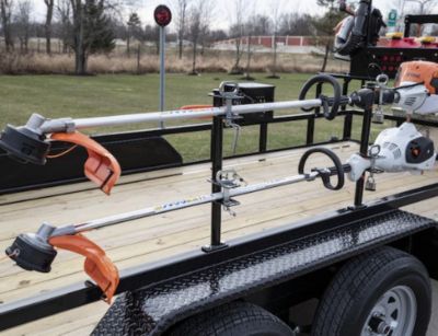 Image showing  3-Position Channel Style Lockable Steel Trimmer Rack for Open Landscape Trailers